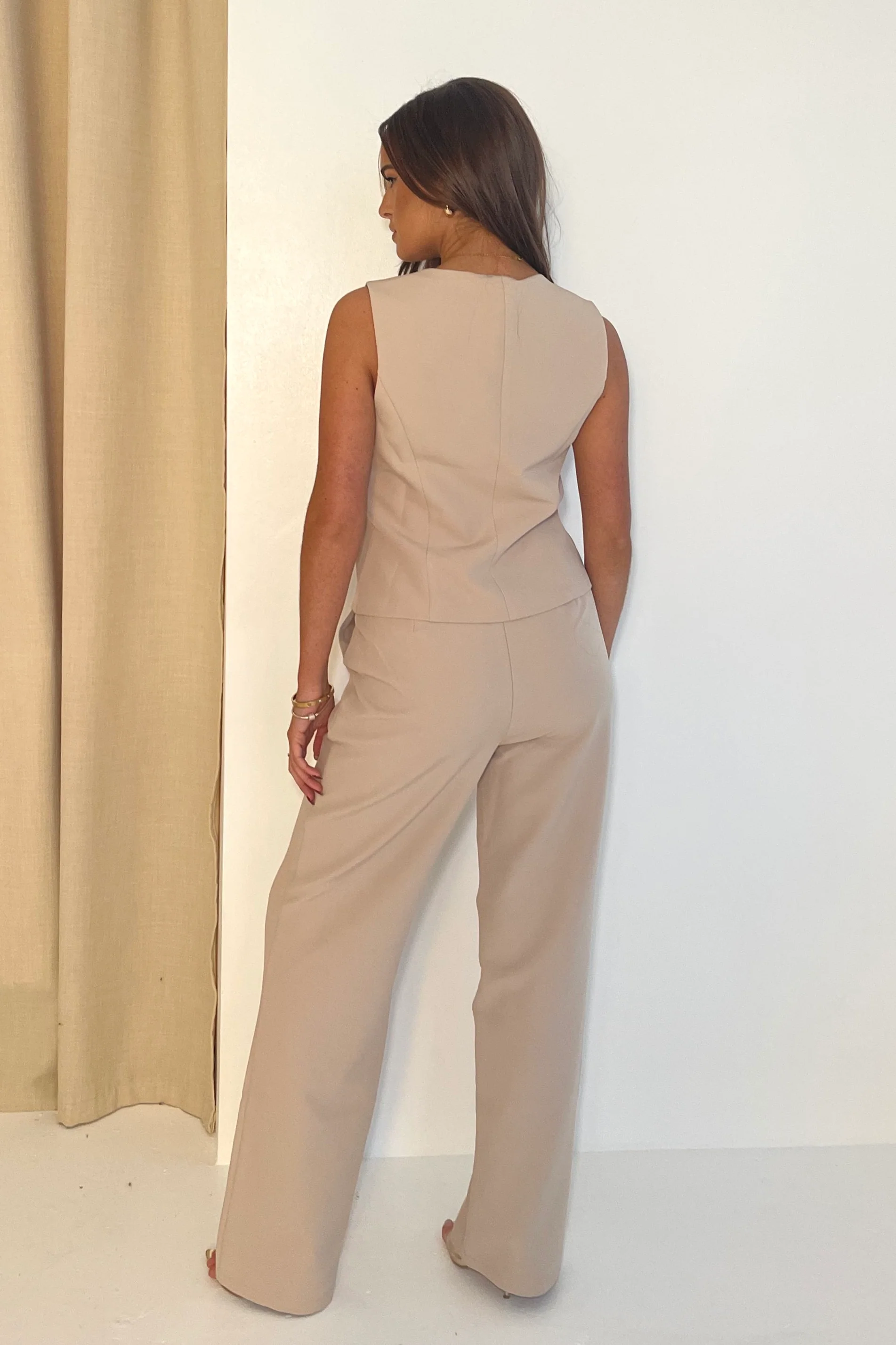 Bobbi Tailored Waistcoat Stone - Image 5
